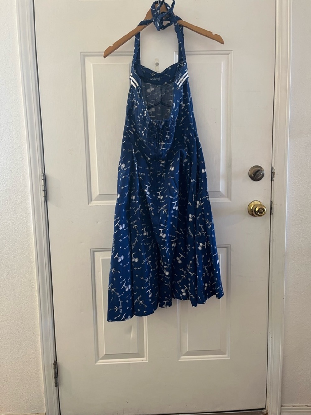 Hell Bunny Vixen Nautical Retro Summer Beach Halter Sailing 50's Dress Sz Med - Picture 8 of 10